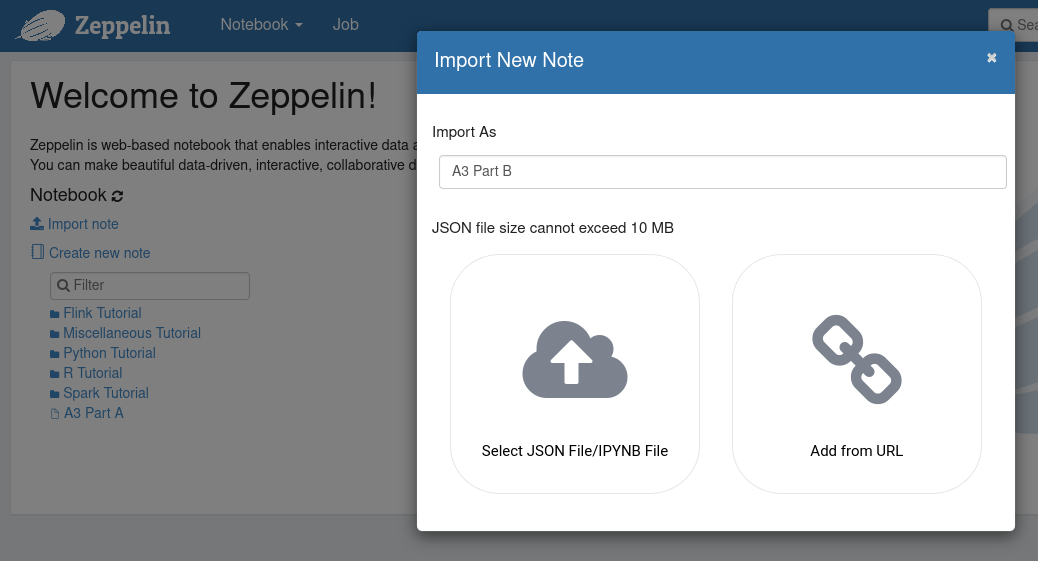 Importing a notebook into Zeppelin